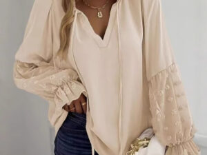Solid Color Jacquard Long-sleeved Shirt Patchwork Top Temperament