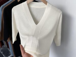Ice Silk Slim Fit Slim Looking Base Knitwear Short Sleeve