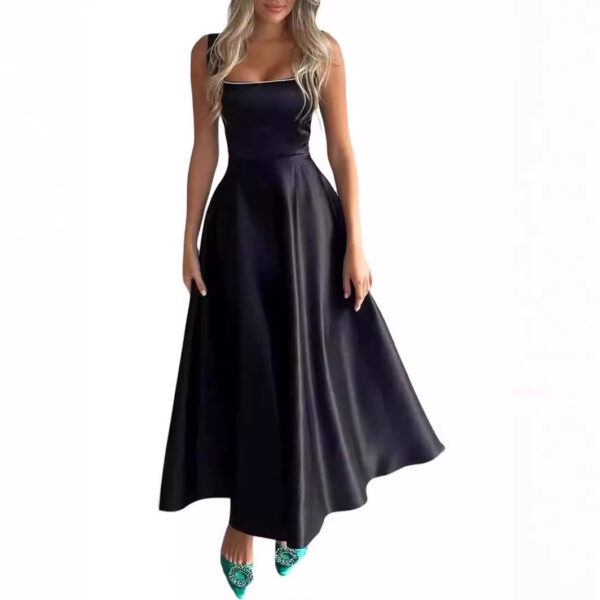 Women's Square Collar Long Low Cut Sleeveless Dress Corset - Image 5