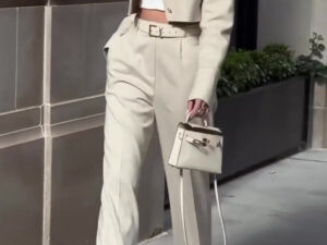 Solid Color Long-sleeved Top High-waisted Wide-leg Pants Suit