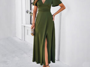 Women's Solid Color Elegant Slim V-neck Dress