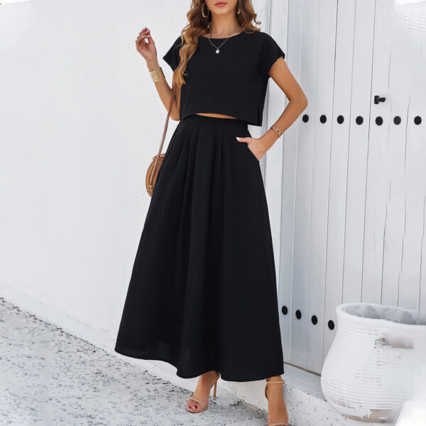Women's Minimalist Casual Sleeveless Top And Long Skirt Set - Image 5