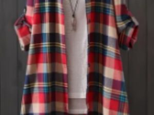 Stylish Plaid Print Womens Shirt - Classic Polo Collar With Button Closure - Long Sleeve Casual Wear For Spring & Fall - A Wardrobe Staple For Trendy Ladies