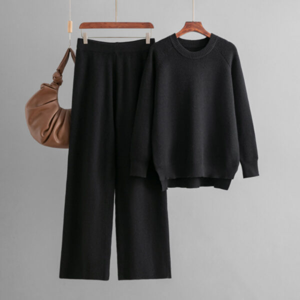 Loose Knitted Long Sleeves Two-piece Set For Women - Image 5