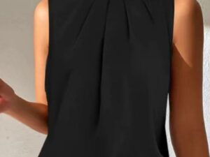 Summer Simple Black Casual Sleeveless Slim Vest