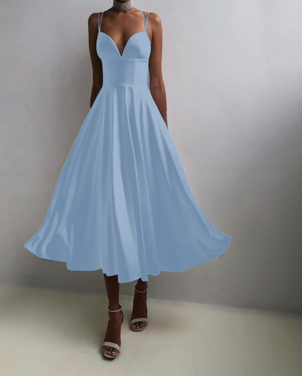 Slimming Solid Color Suspender Dress - Image 10