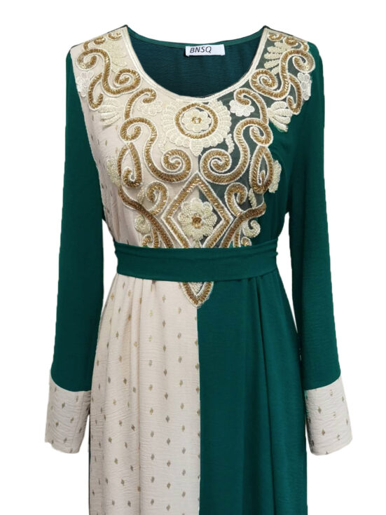 Embroidery Applique Muslim Tunic Robe Dress - Image 5
