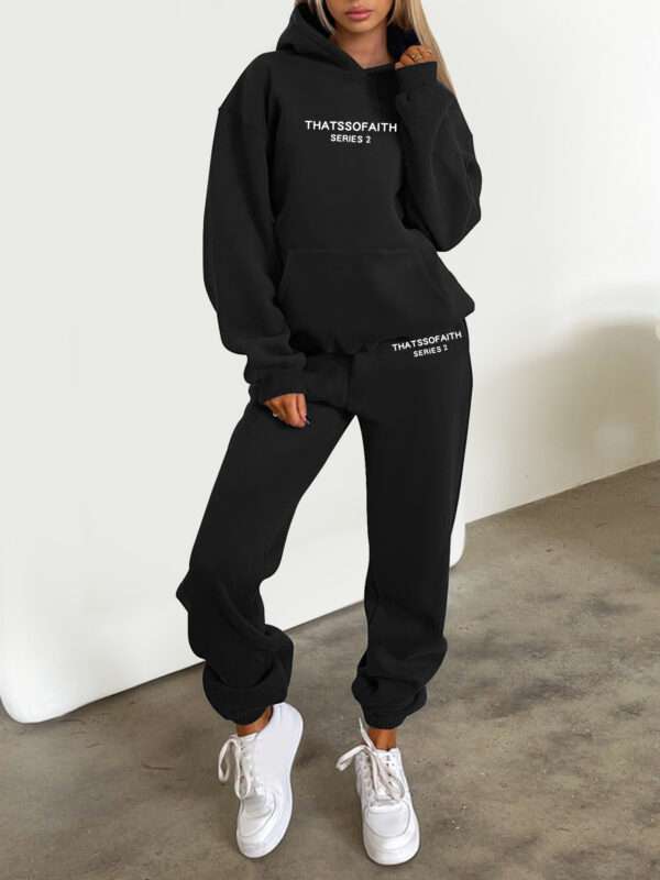 Women's Letter Printed Hoodie Trousers Suit - Image 7