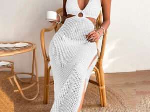 European And American Summer Beach Dress Women's Solid Color Sexy