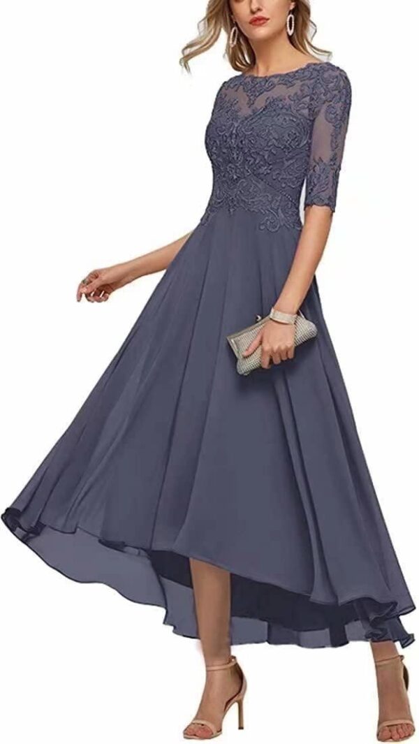 Lace Applique Half Sleeve Formal Party Dress - Image 7