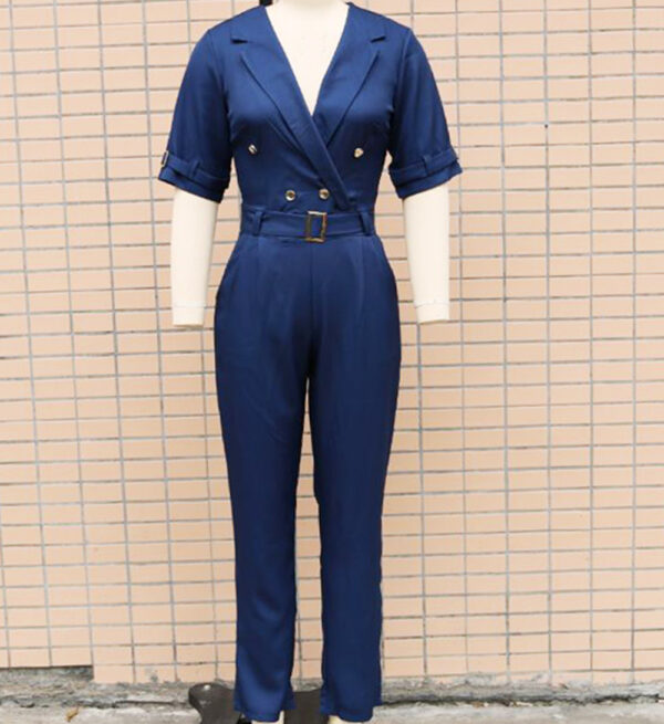 Women's Clothing Fashion Tailored Collar Fit Slim-fit Commute Jumpsuit - Image 4