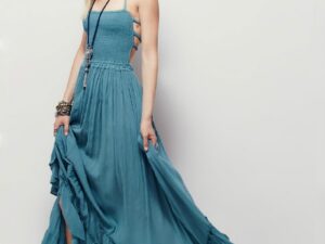 Backless Bohemian Beach Maxi Dress Cotton