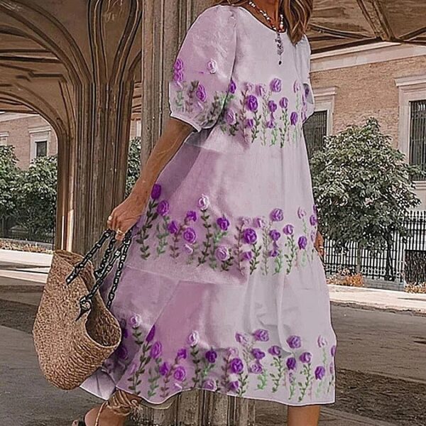 Women's Fashion Half Sleeves Loose Women's Clothing Dress - Image 8