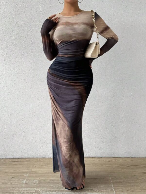 Tie-dyed Long Sleeve Slim Fit Hot Girl Long Dress Women - Image 9
