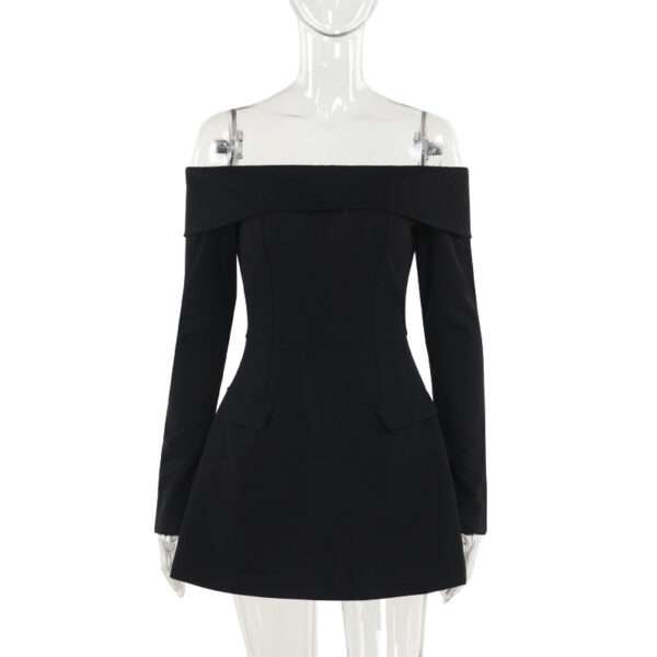Off-shoulder A- Line Dress Women's Elegant Slim Fit - Image 4