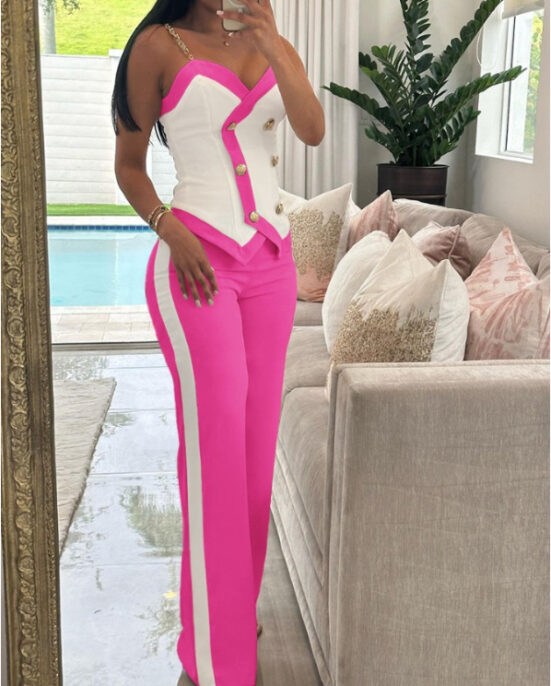 Fashion Women's Sleeveless Blouse Two-piece Suit - Image 2