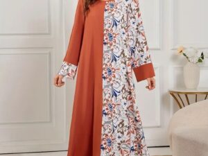 Women's Printed Long Skirt - Polyester Fiber, Machine Washable, Opaque