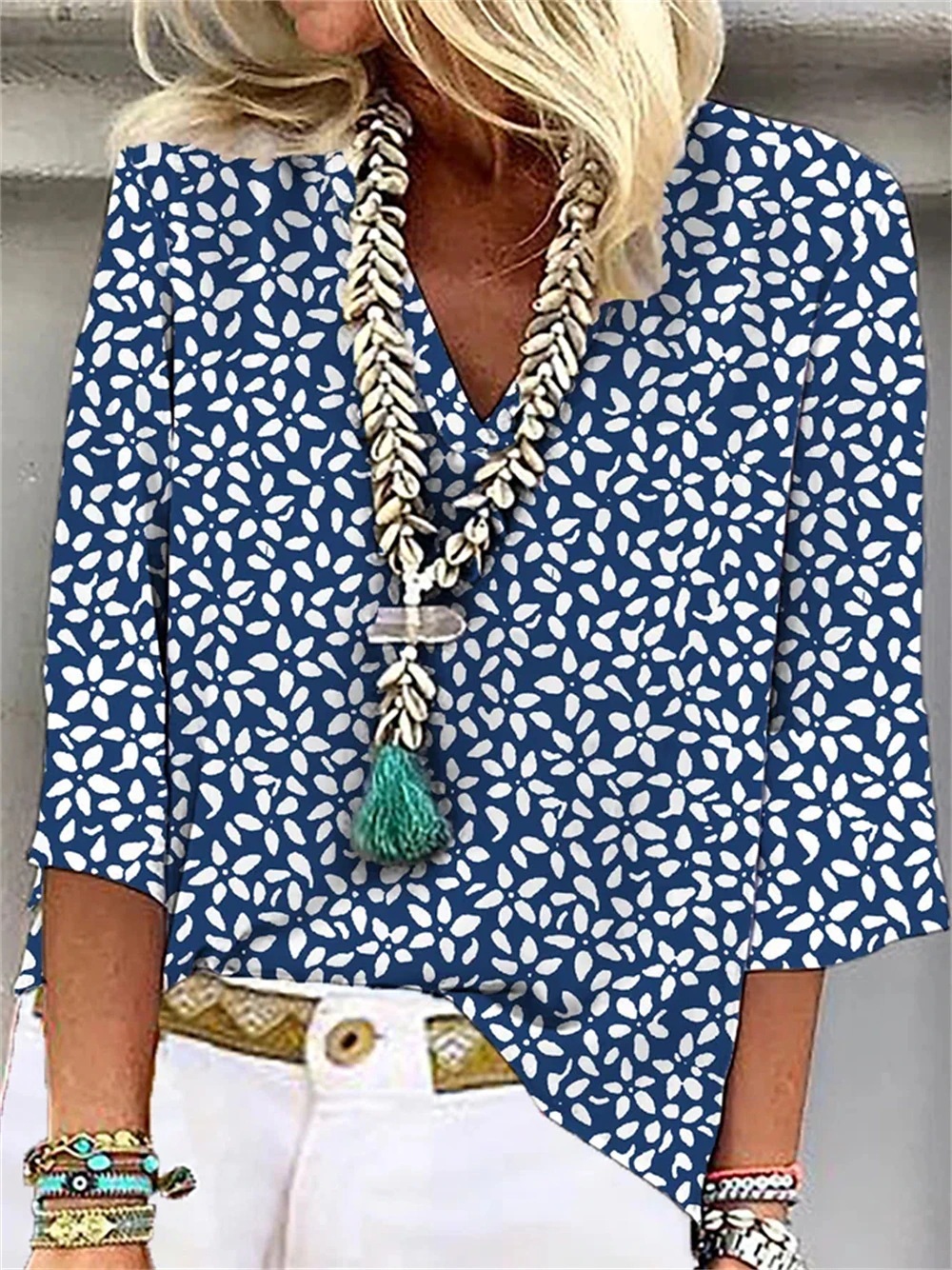 Cross-border Amazon Clothing 3D Printed V-neck Pullover Leisure Cropped POD Customization - Image 2