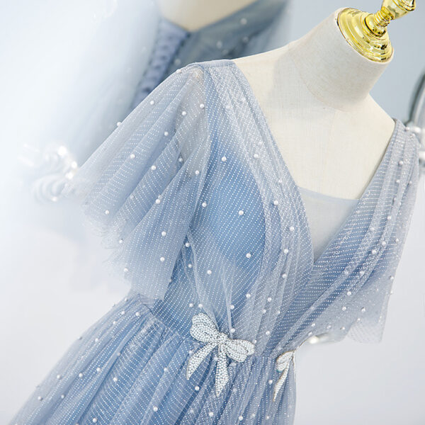 Evening Dress Female Elegant Temperament Host V-neck Super Fairy Thin Long Style - Image 3
