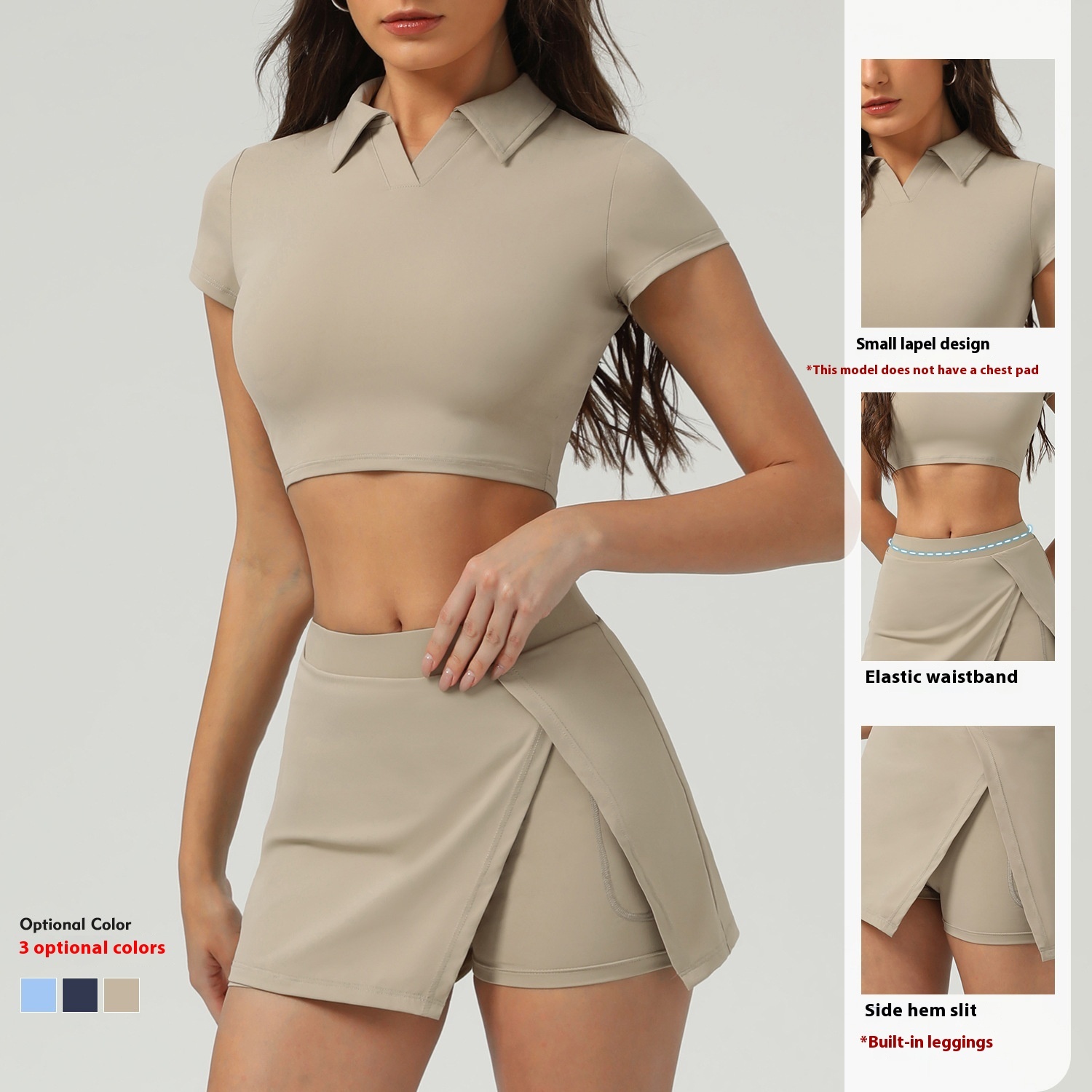 Short-sleeved Shirt Running Anti-emptied Pantskirt Two-piece Suit - Image 3