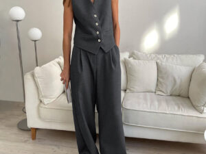 Fashion V-neck Sleeveless Vest Suit Women