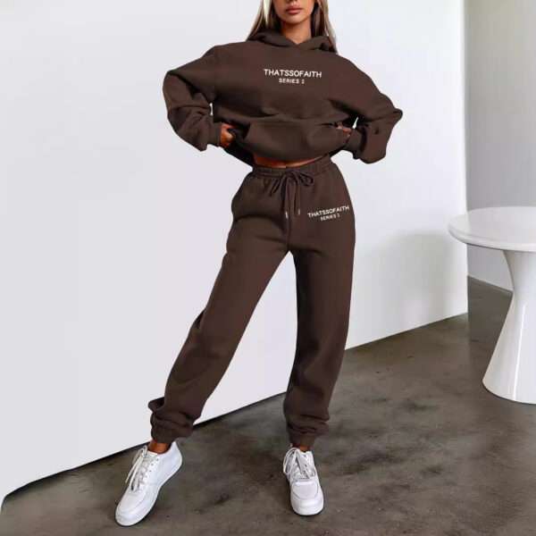 Women's Letter Printed Hoodie Trousers Suit - Image 3