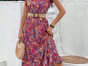 Print V-neck Dress For Women