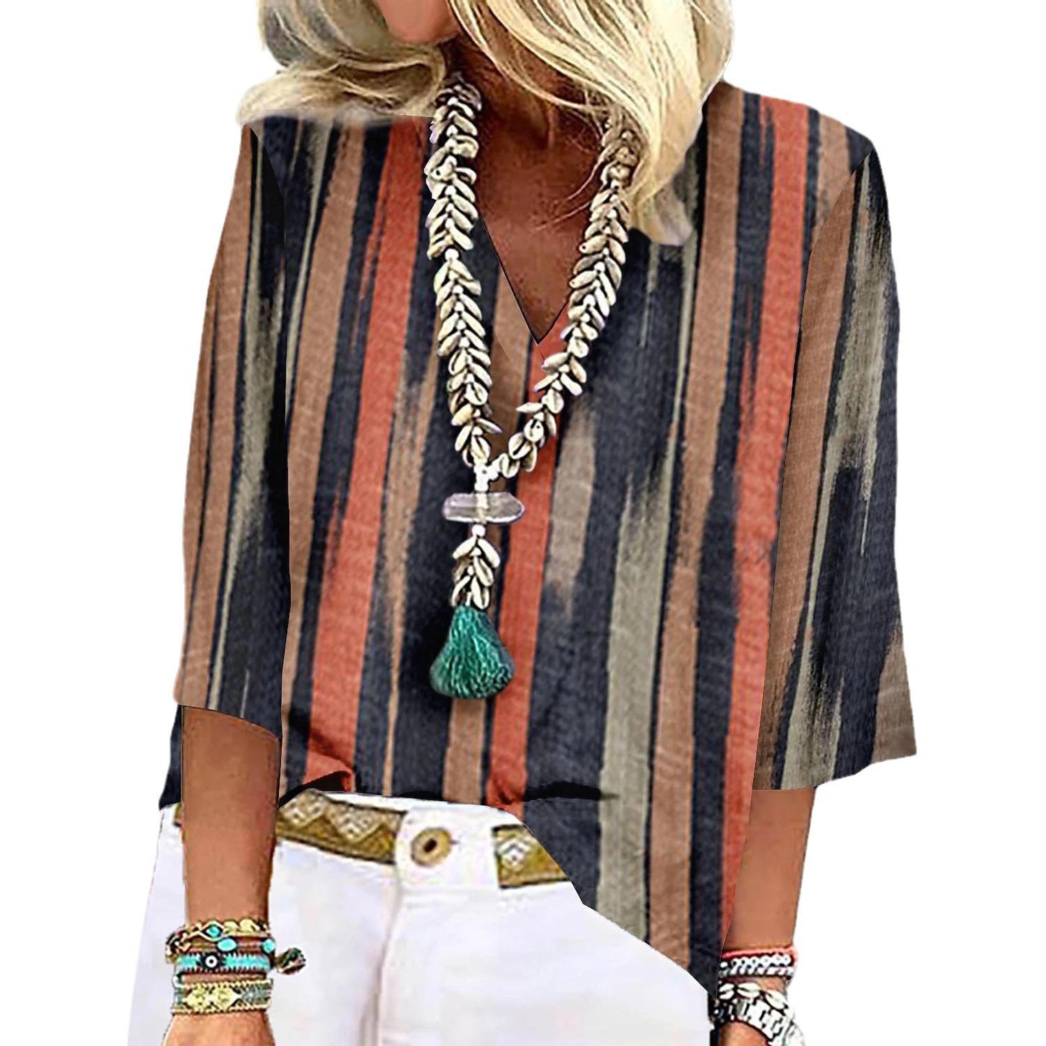 Cross-border Amazon Clothing 3D Printed V-neck Pullover Leisure Cropped POD Customization - Image 10